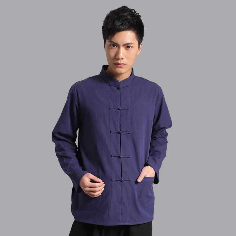 Китайская традиционная китайская одежда для мужчин Танг льняные Топы Одежда