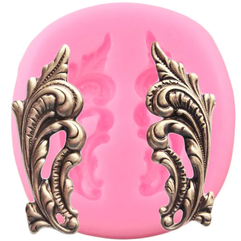 Барокко прокрутки рельеф границы силиконовые формы лист цветок кекс Топпер