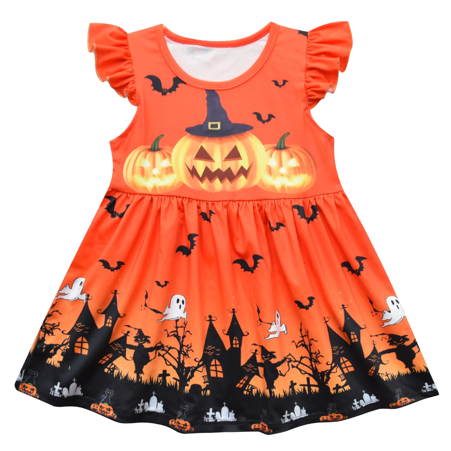 

Princess Dresses Kids Dresses for Girls Dress Party Set Halloween Cosplay Girlsdress Ruched Pumpkin Halloween Baby Kids Female