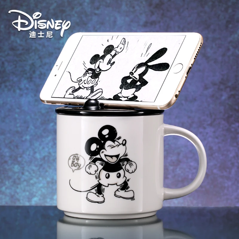 Disney чашка для воды большой емкости керамическая крышка чашка с ложкой необычная Кружка Мода Мультфильм Молоко Кофе Кружка