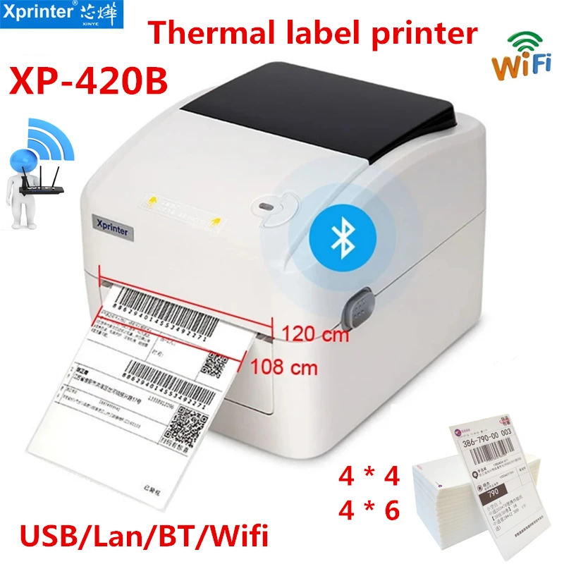 

Принтер штрих-кодов Xprinter 420B/460B, принтер для печати этикеток, шириной 25-115 мм, поддержка QR-кода, express waybill