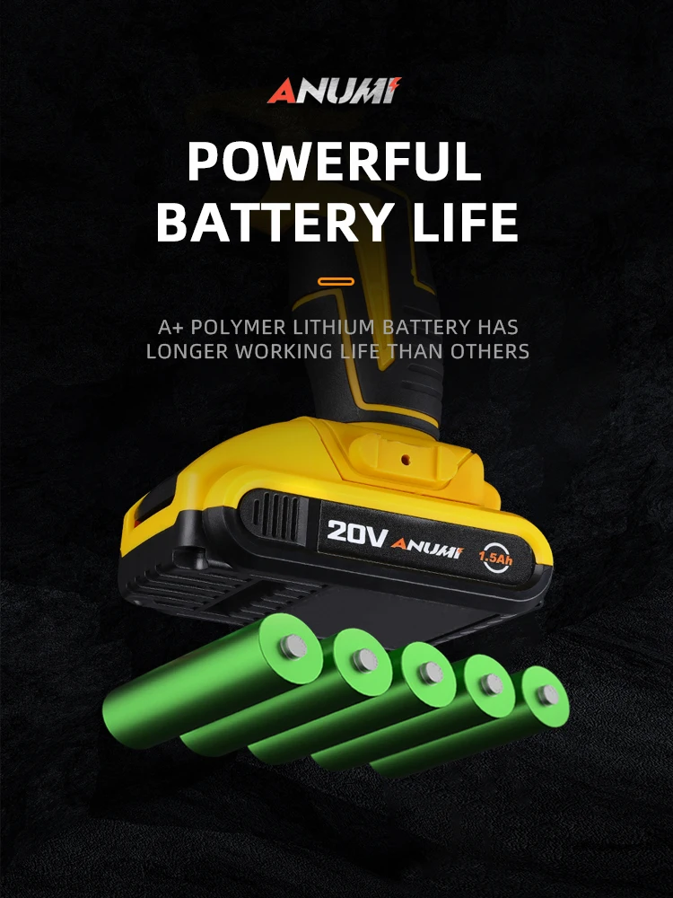 ANUMI 12V 20V Yellow Cordless Drill Electric Screwdriver Mini Wireless Power Driver DC Lithium-Ion Battery 3/8-Inch | Инструменты
