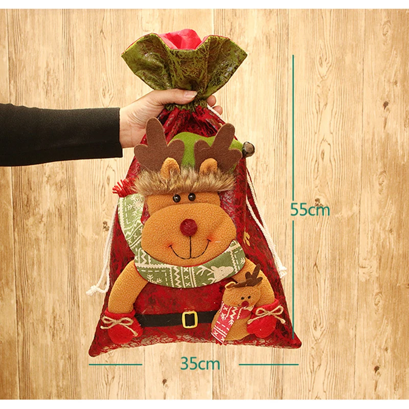 Сумка для рождественского подарка рюкзак с Сантой большая сумка из