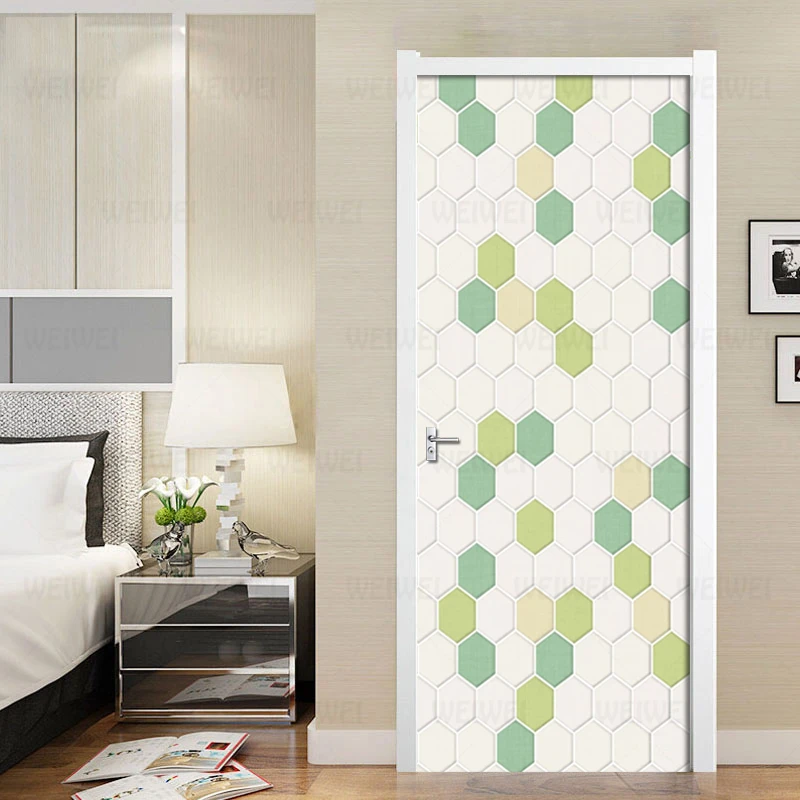 Скандинавский зеленый геометрический шестиугольник 3D настенные фрески ПВХ