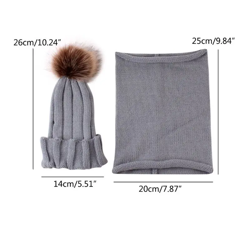 37-Gray 2 шт./компл., модные вязаные шапки для новорожденных, теплый помпон, Круглый машинный колпачок, защищает шапка с ушками, детская зимняя шапка s+ наборы с шарфом 0-3 лет - Цвет: 37-Gray