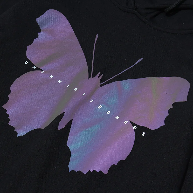 

Men Hip Hop Hoodie Sweatshirt Reflective Butterfly printing Streetwear Harajuku Hoodie Pullover Oversized Cotton Autumn Hoodie