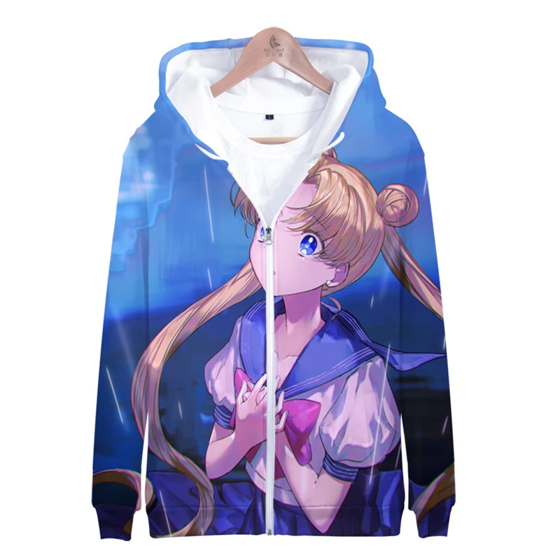 

Sailor Moon Cosplay Jackets Hoodies Sweatshirts Clothing Zipper Jacket with Hat Anime Adult Child COS Apparel Halloween Unisex