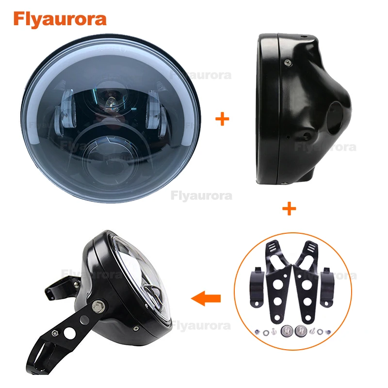 DOT Emark 7 дюймов круглый мотоцикл фары с &quotЧерный Фары Корпус forMotorcycle H4 ковша
