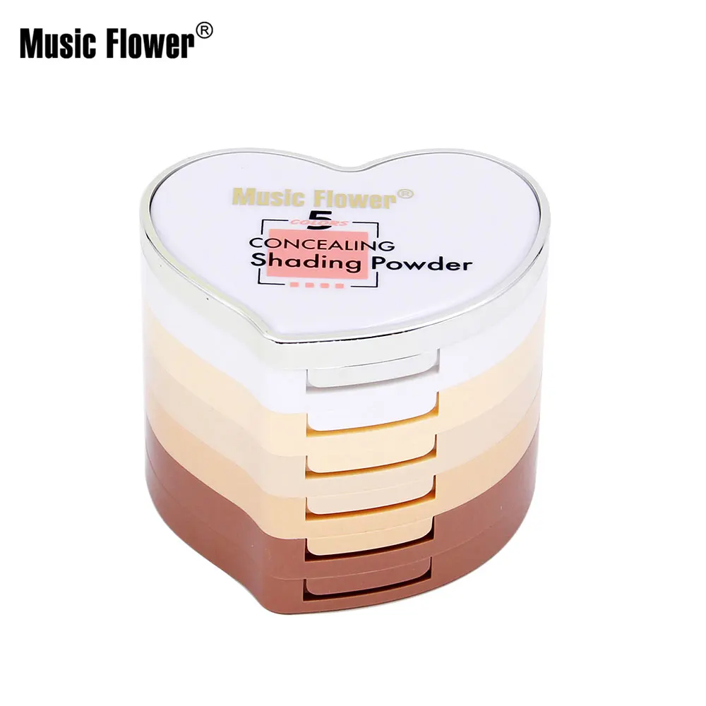 5 цветов в форме сердца сокрытие затенение Волшебная пудра комплект с губкой