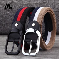 medyla canvas belt mens pin buckle woven elastic belt youth pants with personality belt black buckle breathable belt md823