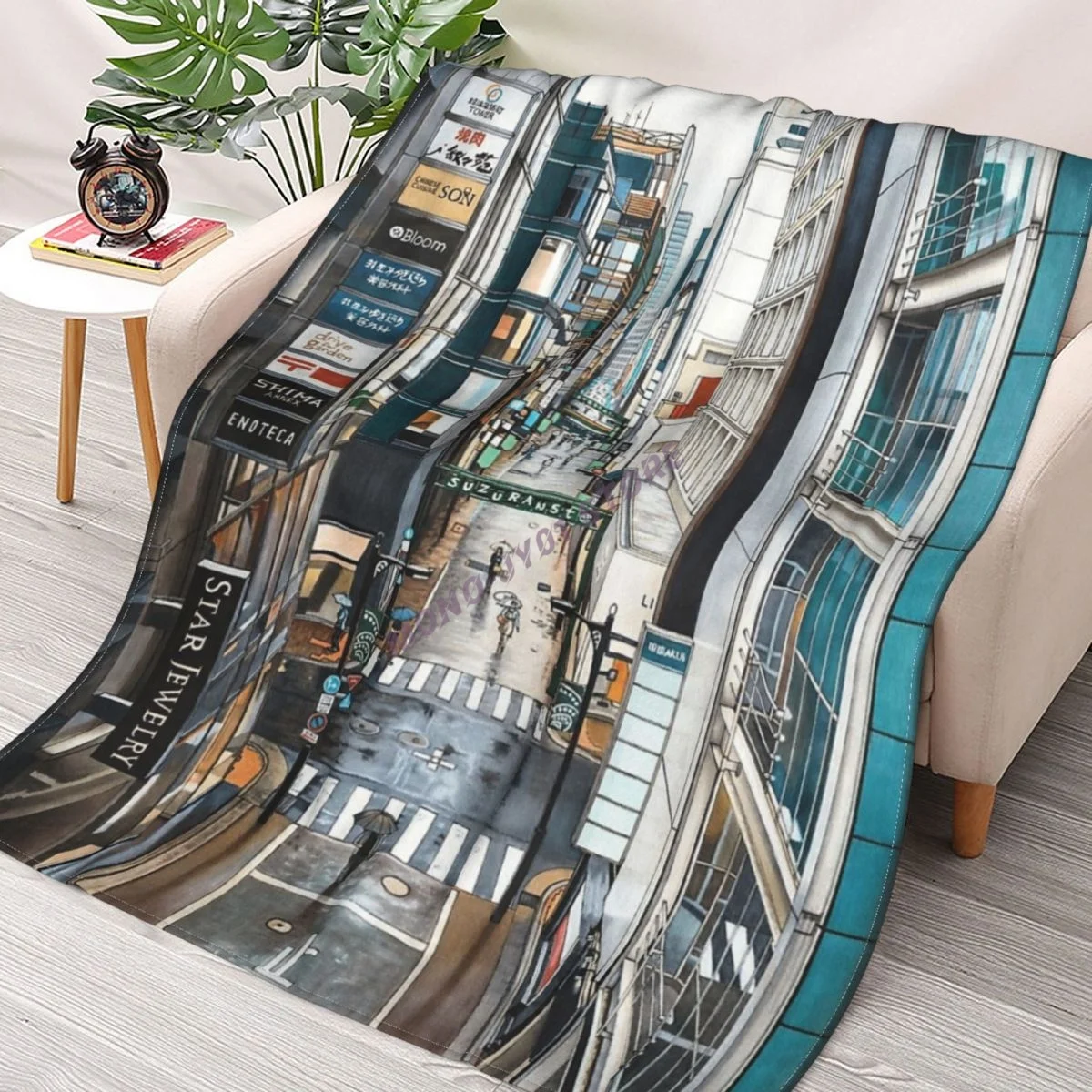 

A View Of Ginza Throw Blanket Sherpa Blanket cover Bedding soft Blankets