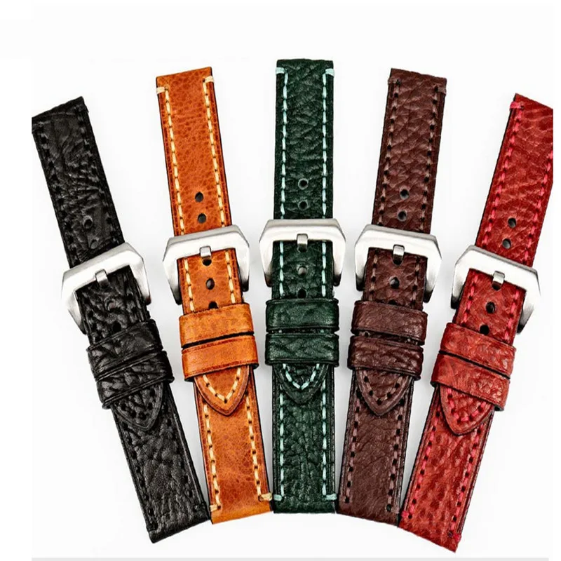 Wholesale 10PCS/lot 20mm 22mm 24mm 26mm genuine leather Cow leather Watch bands watch straps black brown green coffee new-200708