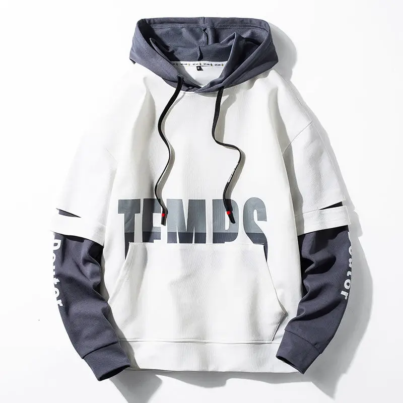 

Hooded Sweatshirt for Men Casual Spring Autumn Thin Oversize Tops Loose Printed Letters Hiphop Streetwear Male Clothing Coat