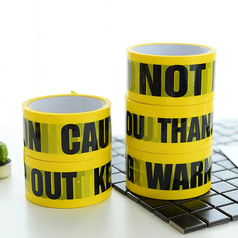 Warning Adhesive Tapes Yellow Bopp Tape Shipping Gift Decora Tapes 4.8cm X 25m