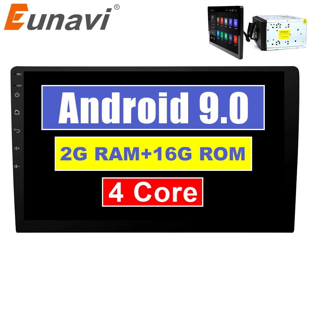 Eunavi 10 1 'ƈ din TDA7851 четырехъядерный Android 9 Универсальный Автомобильный Радио gps