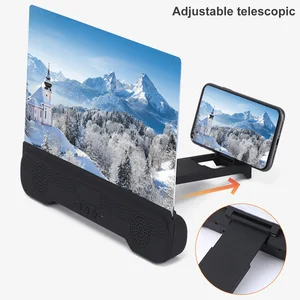 14 inch 3d mobile phone screen magnifier with bt speaker hd magnifying glass stand for video screen enlarged phone holder free global shipping