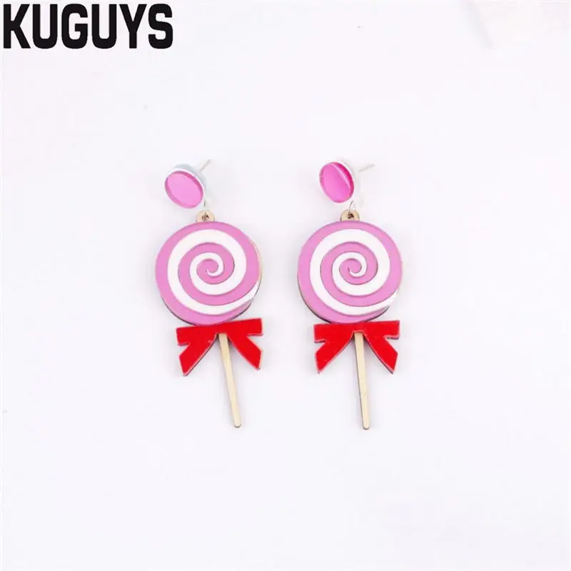 EARRING KUGUYS милые летние сережки-палочки для мороженого для женщин, блестящие акриловые длинные серьги-капли, модные ювелирные изделия, трендовые аксессуары - Окраска металла: EARRING
