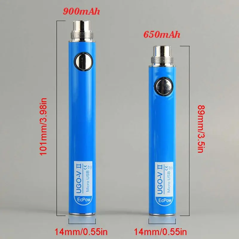 UGO-V2 650mAh/900mAh аккумулятор USB зарядные батареи для электронной сигареты Vape Pen