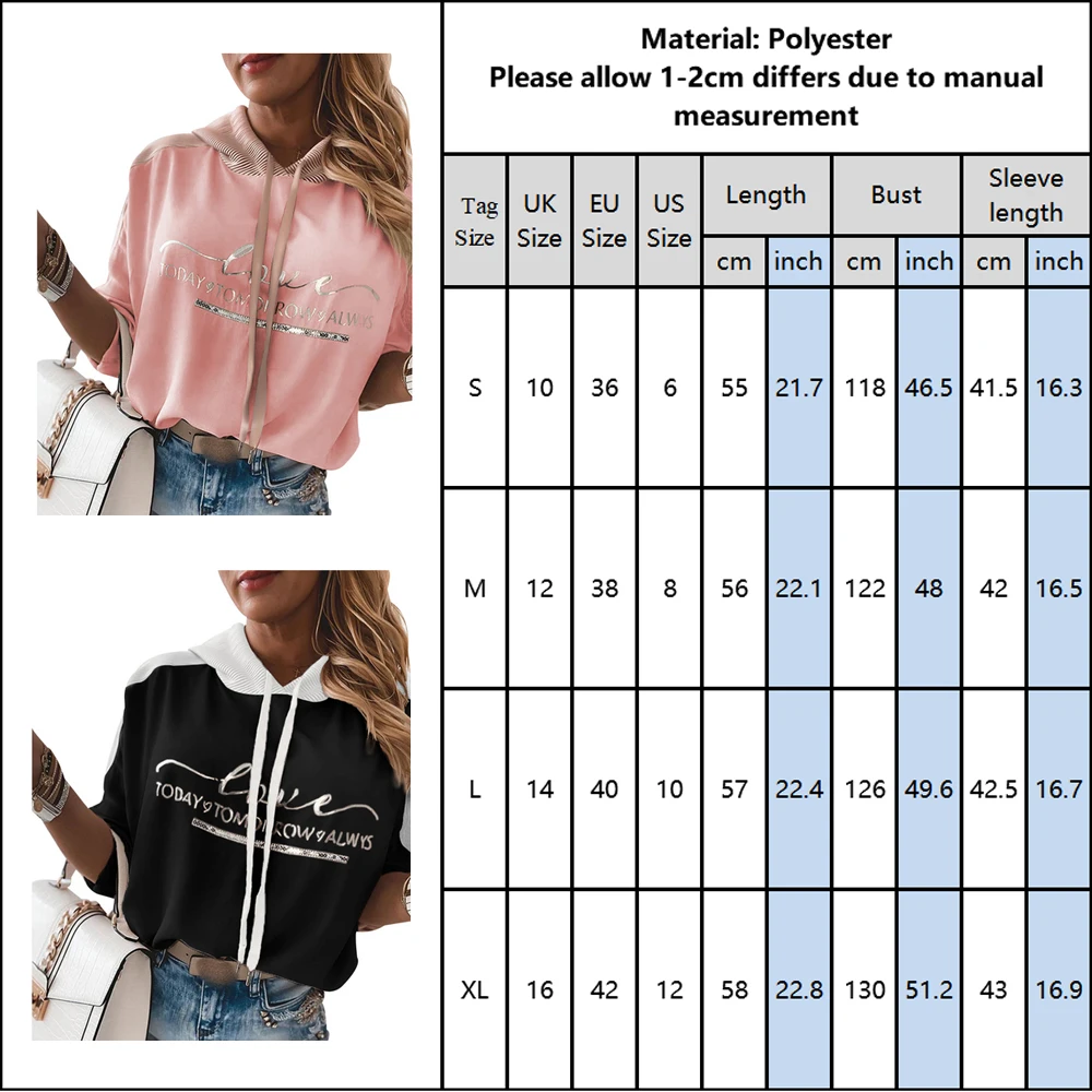 

Fashion Casual Women Hooded Tops Hoodies Pullover Letter Printed Ladies Jumper Hooded Shirt Long Sleeve Female Hoodie D30