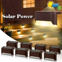 4pcspack solar deck lights solar step lights outdoor waterproof led solar fence lamp for patio stairs garden pathway step yard