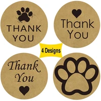 kraft paw print thank you stickers 1 5 inch dog paw print round thank you labels kraft heart thank you stickers for gifts