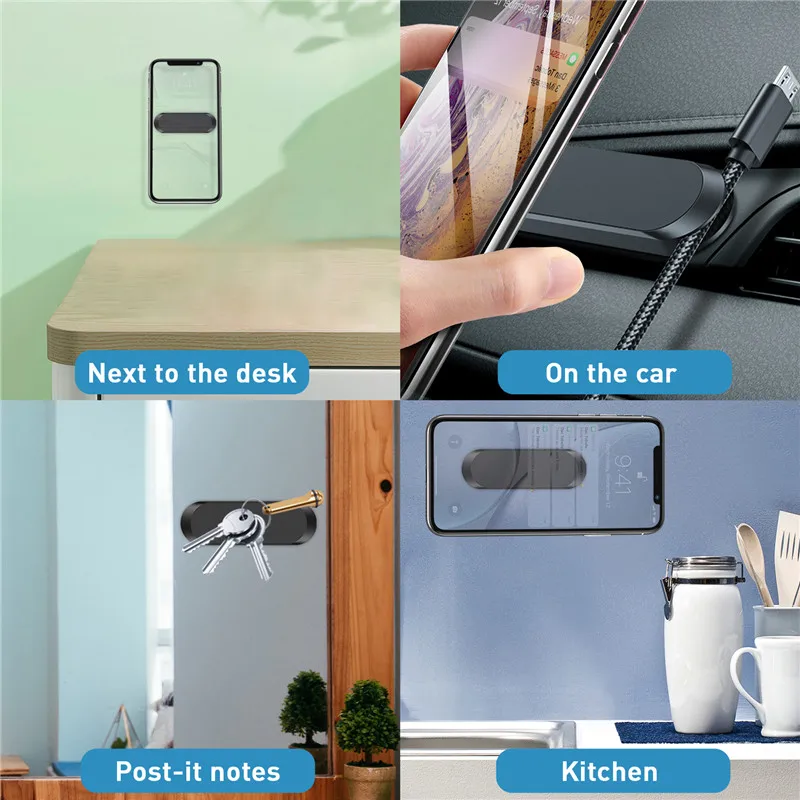 Magnet Car Mobile Phone Holder 360 Degree Rotatable Mount Support Bracket Desktop Stand Stick Dashboard Wall for iPhone Samsung