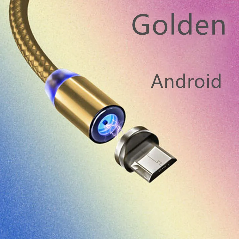 Golden Android Магнитный кабель USB для быстрой зарядки кабель usb type C Магнитный кабель для зарядки данных Micro USB кабель для мобильного телефона USB шнур - Цвет: Golden Android