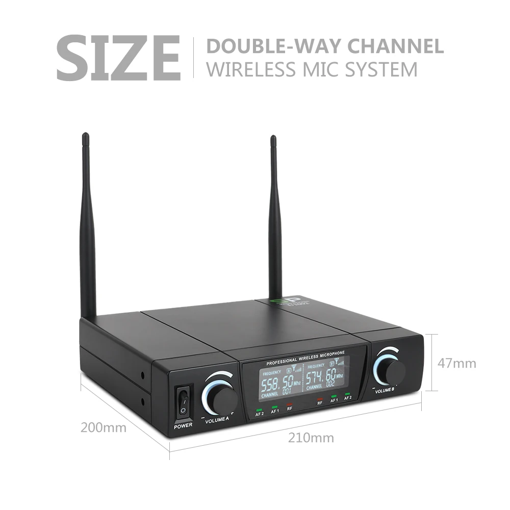 SP U1002 UHF профессиональный двойной беспроводной микрофон Система 2 канала 2 ручной караоке микрофон комплект для свадьбы, вечеринки