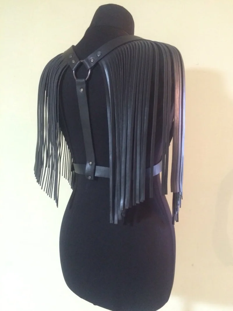 

Fringe Epaulettes Performance Costume PU Holographic Rave Festival Woman Ballroom Dress Rave Outfit Hip Hop Clothing DJ 2020