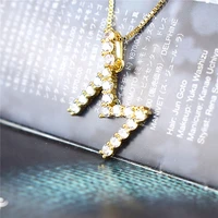 luxury gold color a z 26 letters necklace cz pendant for women cute initials name necklace fashion party wedding jewelry gift