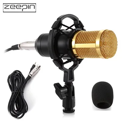 ZEEPIN BM800 динамический конденсаторный проводной микрофон для записи звука студийный поп-фильтр с ударным креплением для записи комплект KTV караоке - Цвет: Black