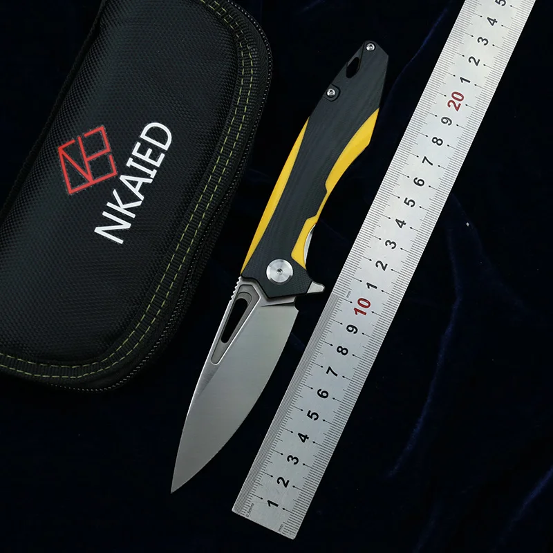 

NKAIED NG001 Flipper folding knife real D2 blade ball bearing G10 handle camping hunting survival fruit knife EDC tool real