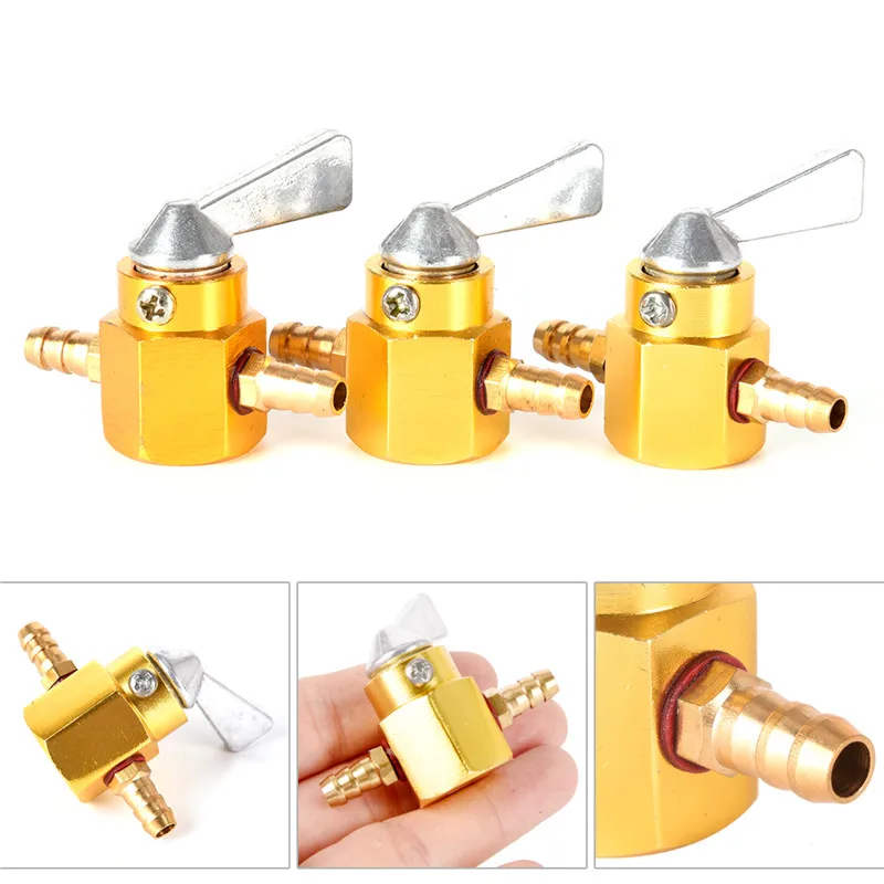 

1Pc Universal Motorbike Motorcycle Gold In-Line Petrol On-Off Fuel Tap Switch 2inx1.6in 6mm