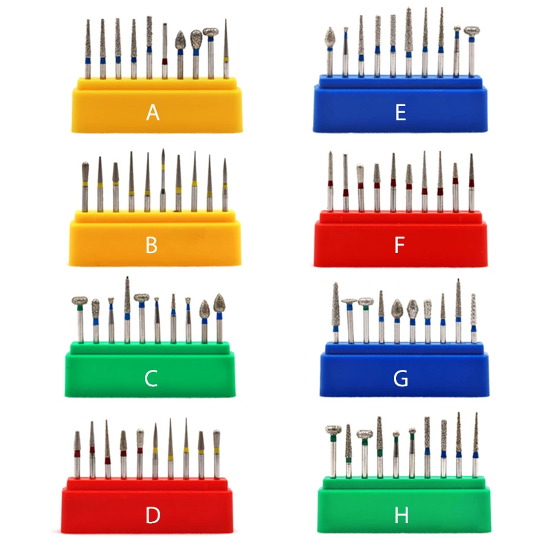 

10pcs/box Dental Diamond Bur Drill Bits Set High Speed Handpieces Polishing Bur Stainless Steel Teeth Whitening Dental Equipment