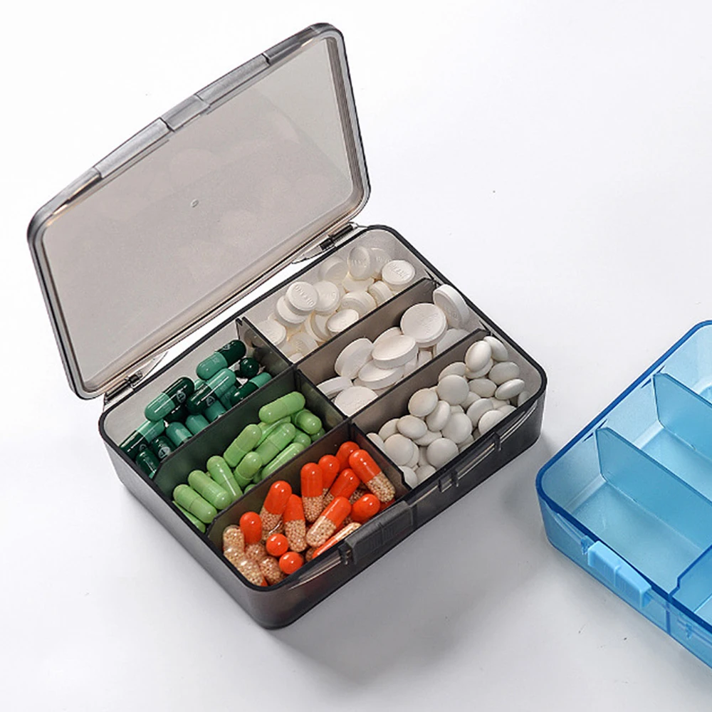 

6 Grids Pill Box Weekly Medicine Pillbox Large Moisture-Proof Pill Storage Organizer Portable Medicine Case for Travel