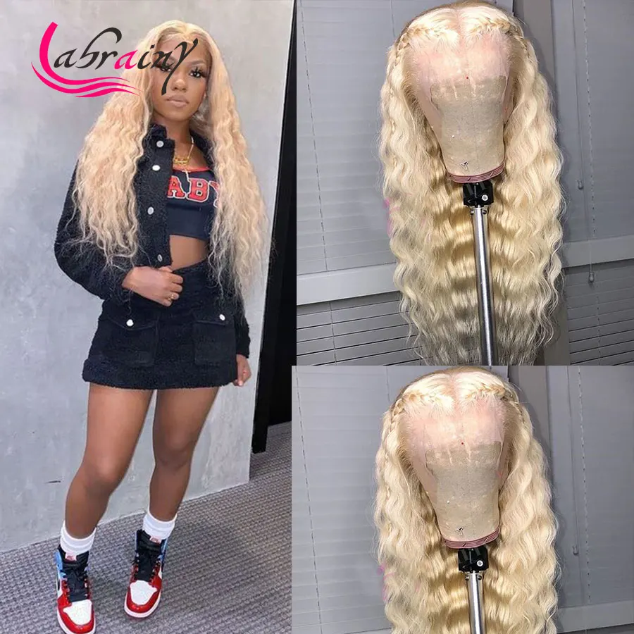 HD transparent Lace Frontal Wigs 613 Blonde Glueless Body Wave Pre Plucked 13x6 Front Human Hair Natural Hairline | Шиньоны и парики