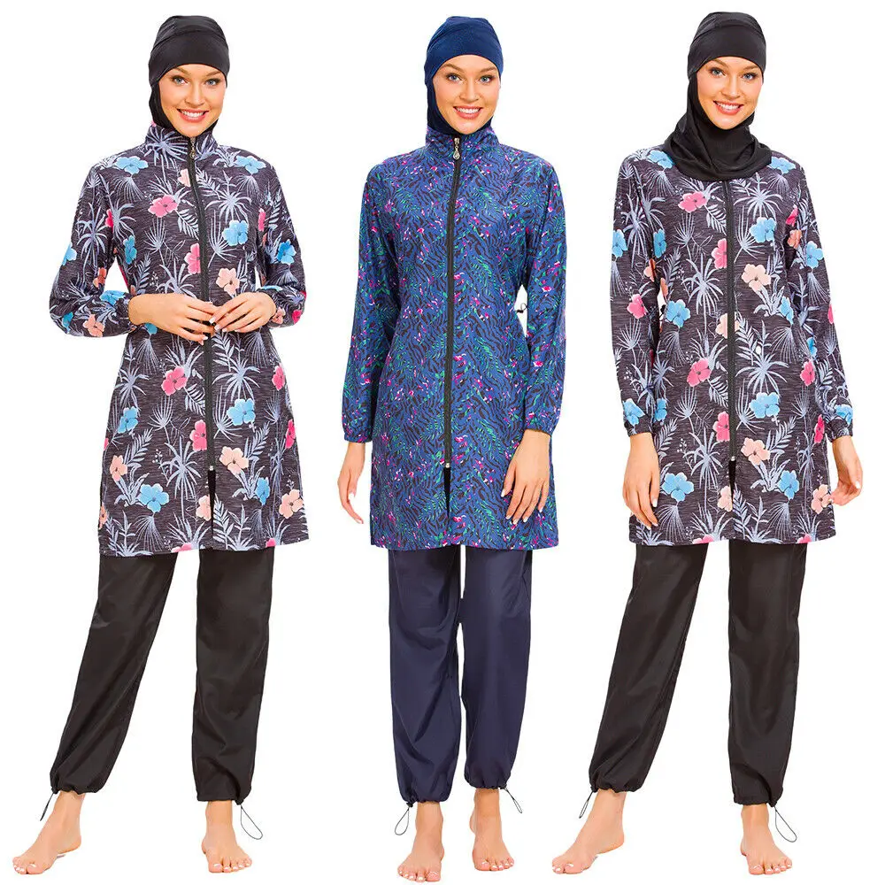 3 шт. скромный мусульманский женский полный Чехол купальный костюм с длинным