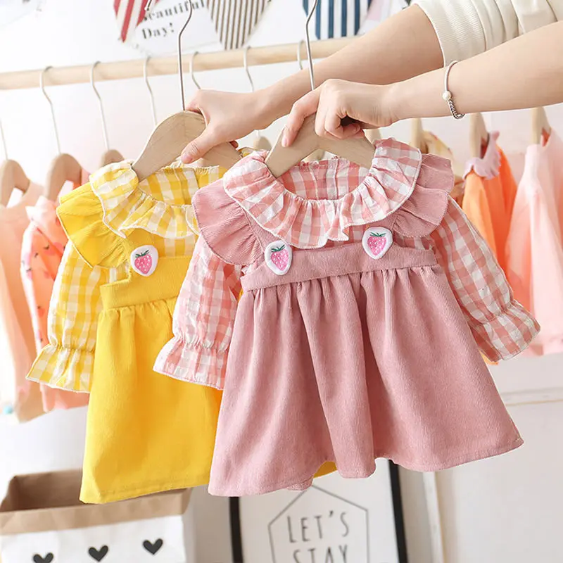 Платья для маленьких девочек с кукольным воротником повседневная Милая весенняя