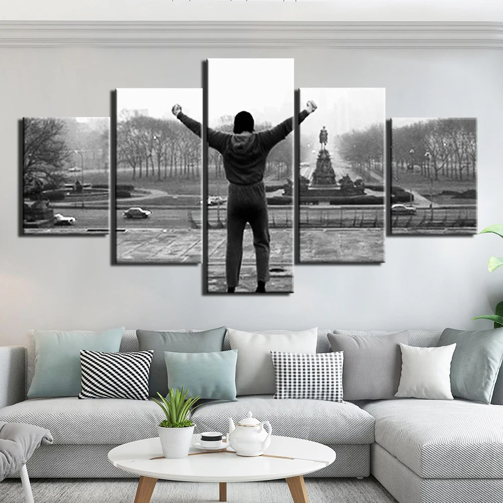 

No Framed rocky Inspirational quote 5 piece Wall Art Canvas Print posters Paintings Oil Painting Living Room Home Decor Pictures