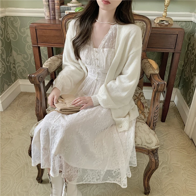 

Fairy Elegant Dress Women Casual Evening Party Vintage Dress Female Retro Long Sleeve One-piece Dress Korean 2021 Autumn