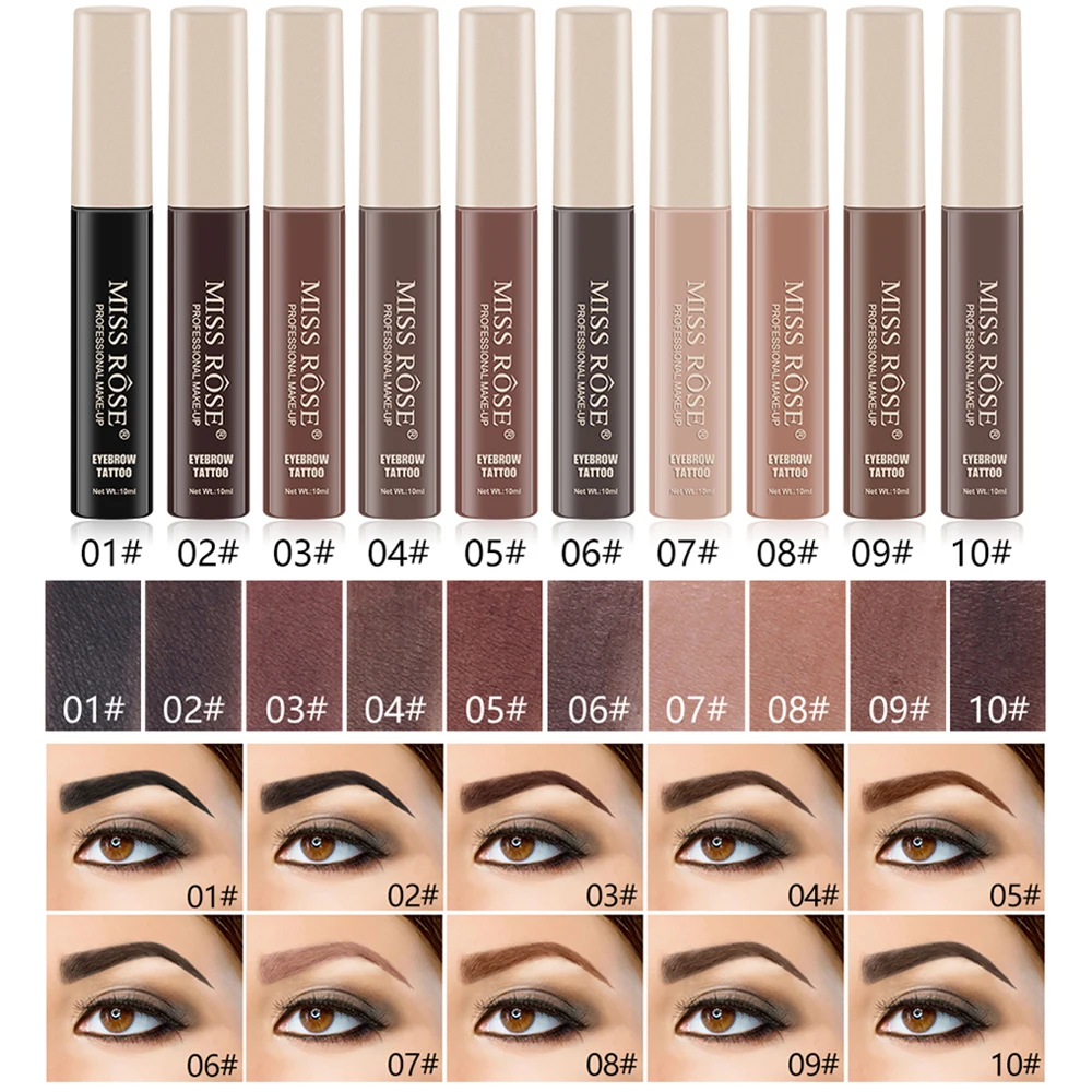 10 цветов тату для бровей водостойкий стойкий микроблейдинг гель корейский