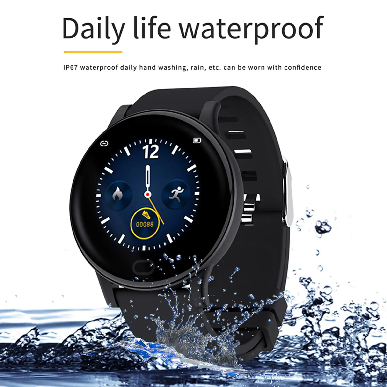 

GT3 Smart Watch Rechargeable Waterproof IP67 1.3 inch Full Round HD Screen Watch Health Monitor for IOS&Android