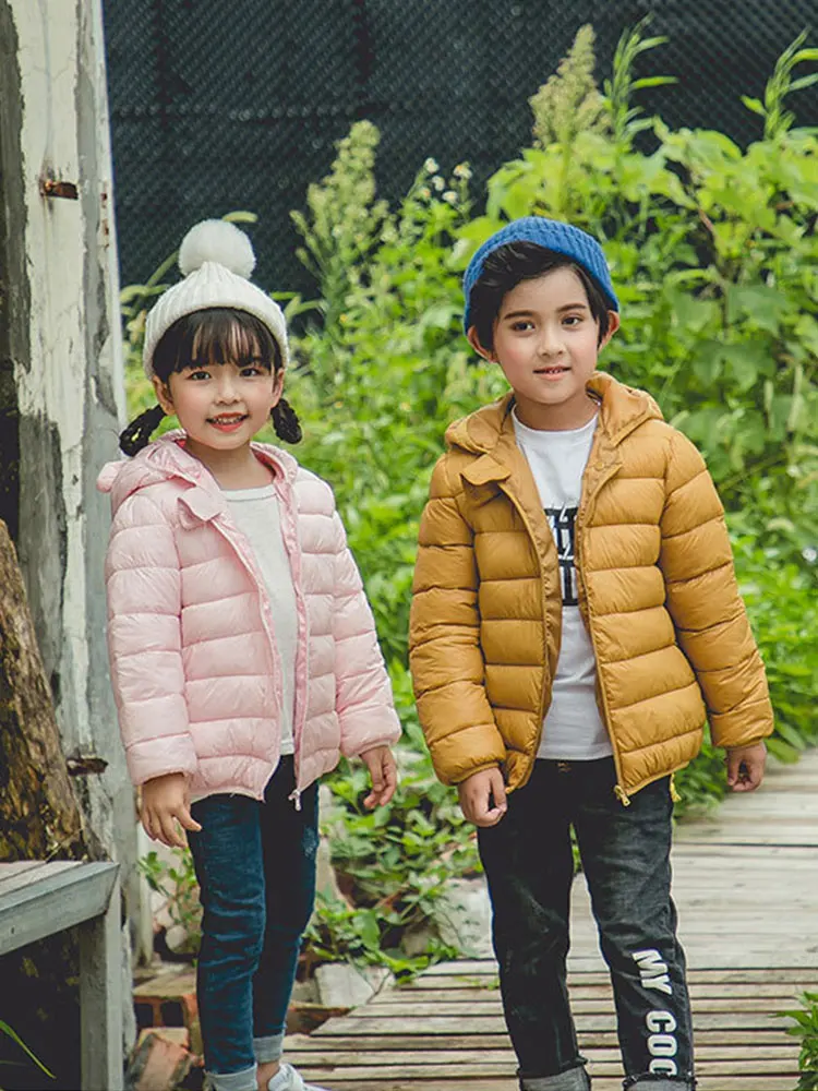 Пуховик для маленьких девочек и мальчиков Зимние теплые пальто с капюшоном Милая