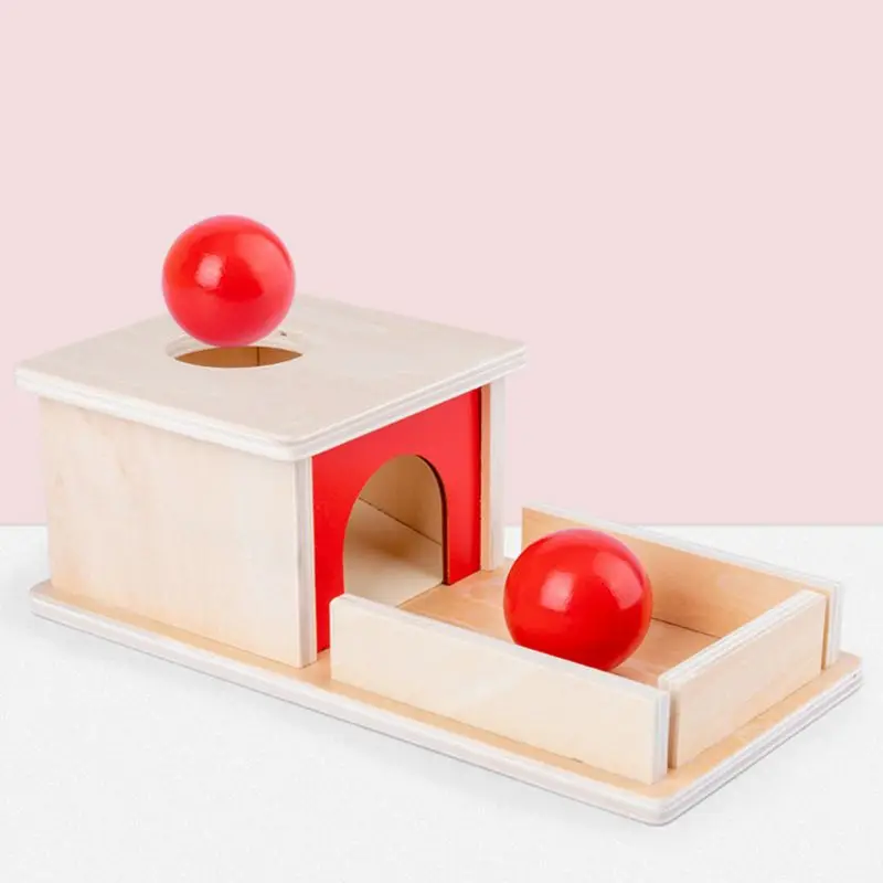 

Infant Montessori Wooden Permanence Object Box with Tray Ball Educational Toys Good Quality Drop Ship