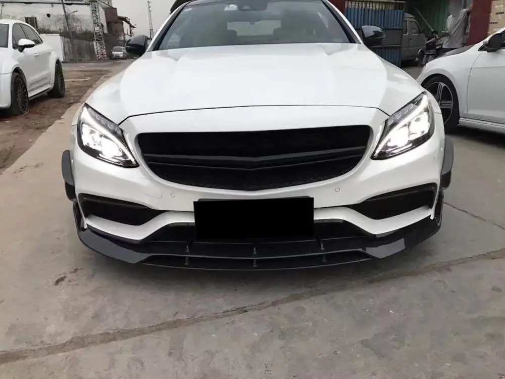 Верхний разветвитель переднего бампера из углеродного волокна для Benz W205 C205 S205 C63 и C63s AMG Sedan& Coupe
