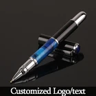 Роскошные Синие металлические черные чернильные фирменные шариковые ручки для бизнес-письма, офисные школьные принадлежности, индивидуальный логотип, подарок