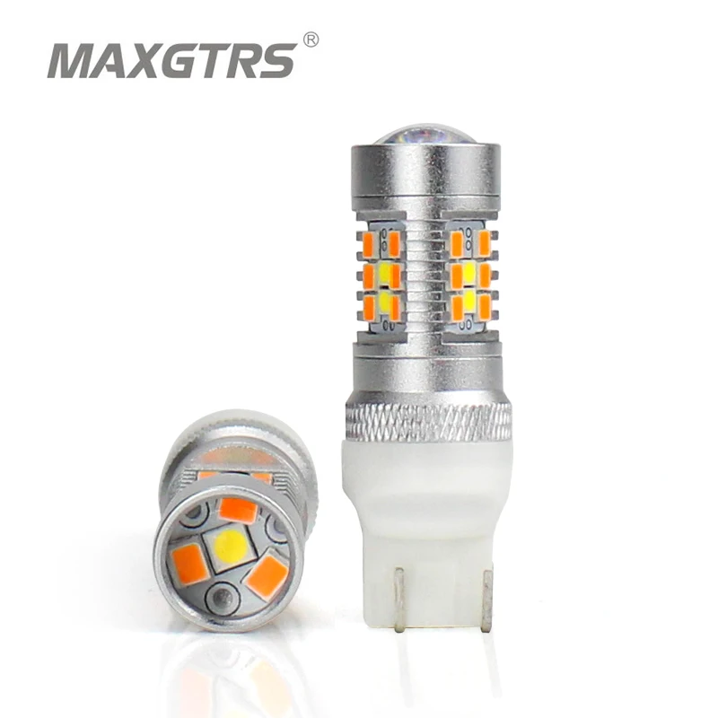Новый 2x T20 7443 W21/5 Вт Dual Цвет Тип белый янтарь желтый горки светодиодный 3030 28smd DRL
