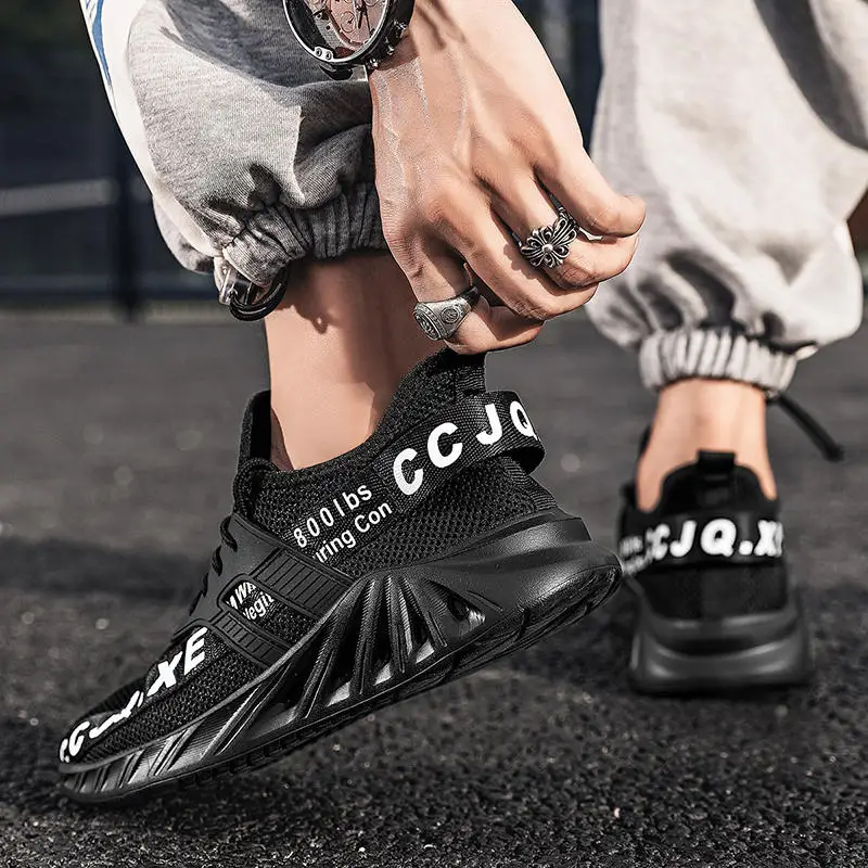 Fashion Red Men's Blade Sneakers Mesh Breathable Running Shoes for Men Lace-up Non-slip Trainers Men Sports Shoes basket homme