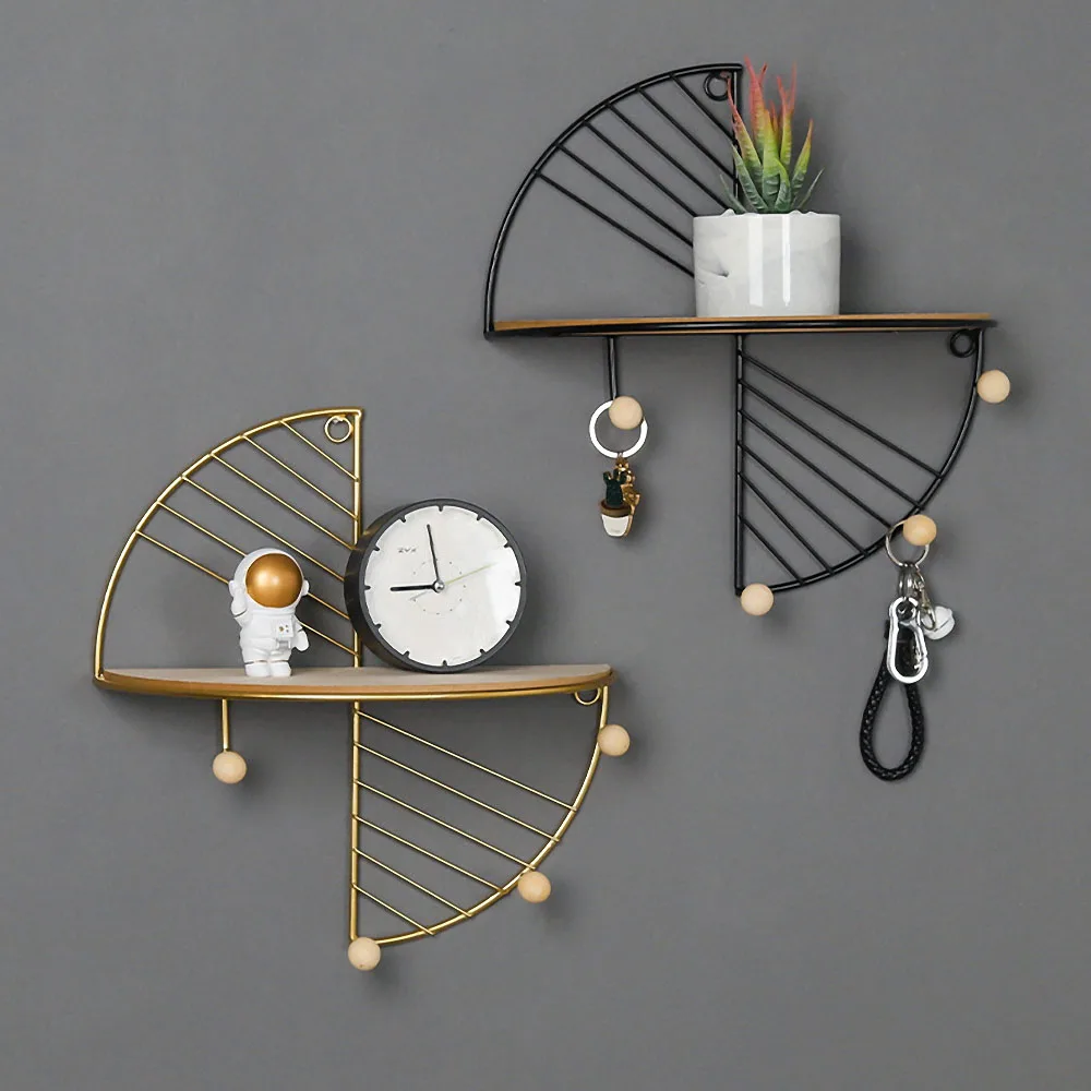 

Creative Iron Art Storage Display Shelf Wall Mounted Storage Rack Kitchen Bedroom Living Room Stand Home Decoration Home Decor
