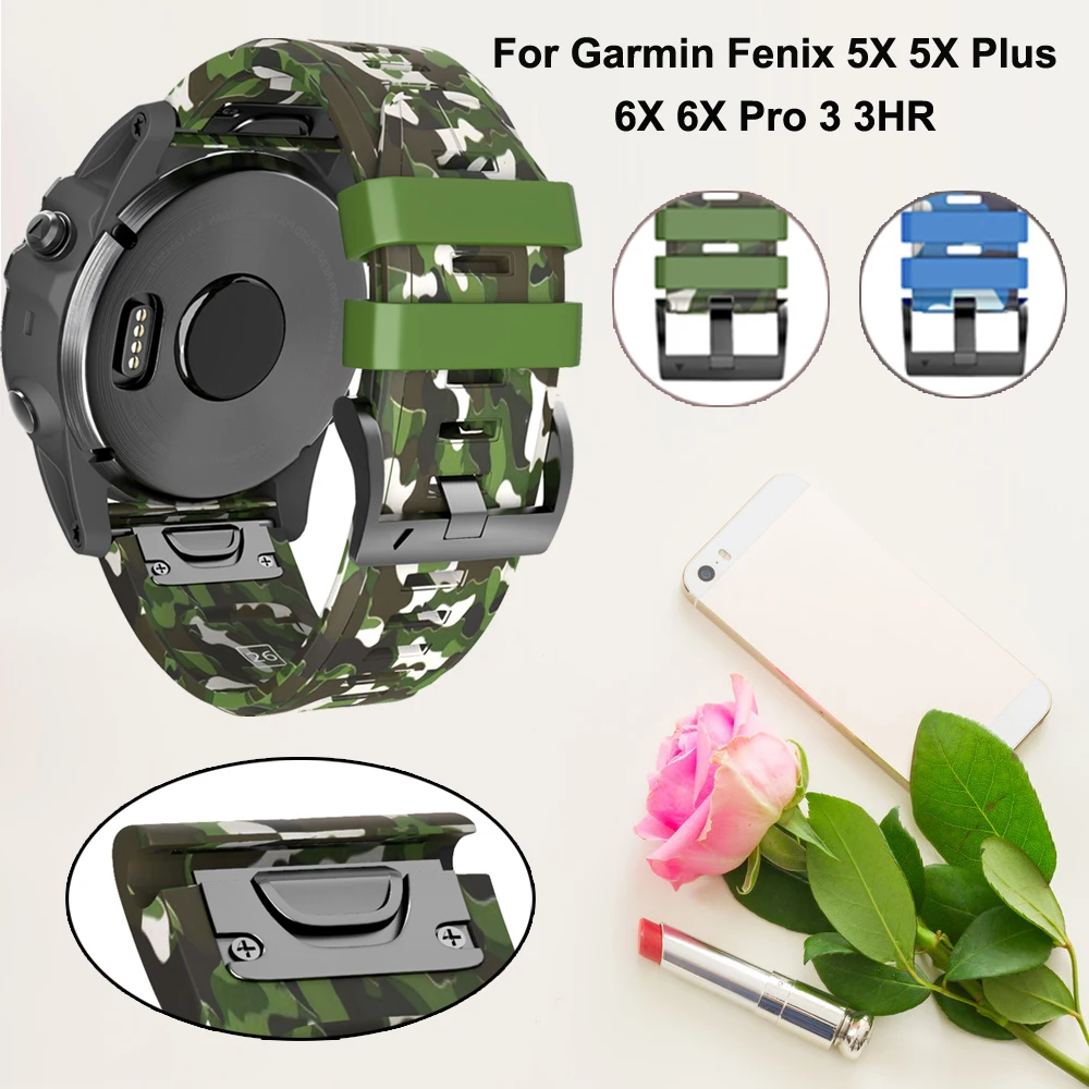 26 мм Камуфляжный быстросъемный ремешок для наручных часов Garmin Fenix 5X Plus 6X Pro 3 3HR MK1 D2